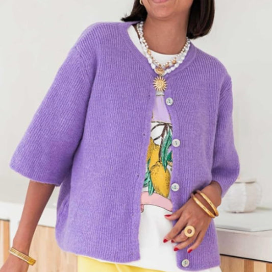 Jasmine™ Stickad Kofta med Halvlånga Ärmar