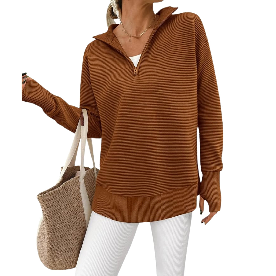 Cora™ Langermet Pullover med Kvartszip